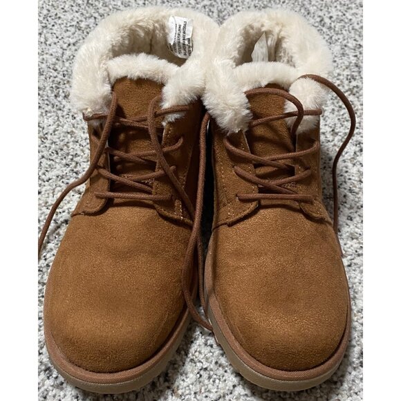 MAKALU KORA Brown Faux Fur Lined Boot Booties 9M Women Size 9 Winter - Picture 1 of 5